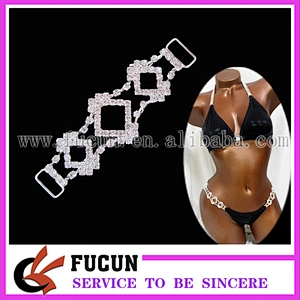 Alibaba crystal rhinestone bikini/swimwear connectors/Rhinestone connector hot sell