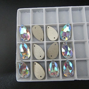 wholesale 7*12mm dressing use teardrop shape crystal AB neon glass stone sew on clothes