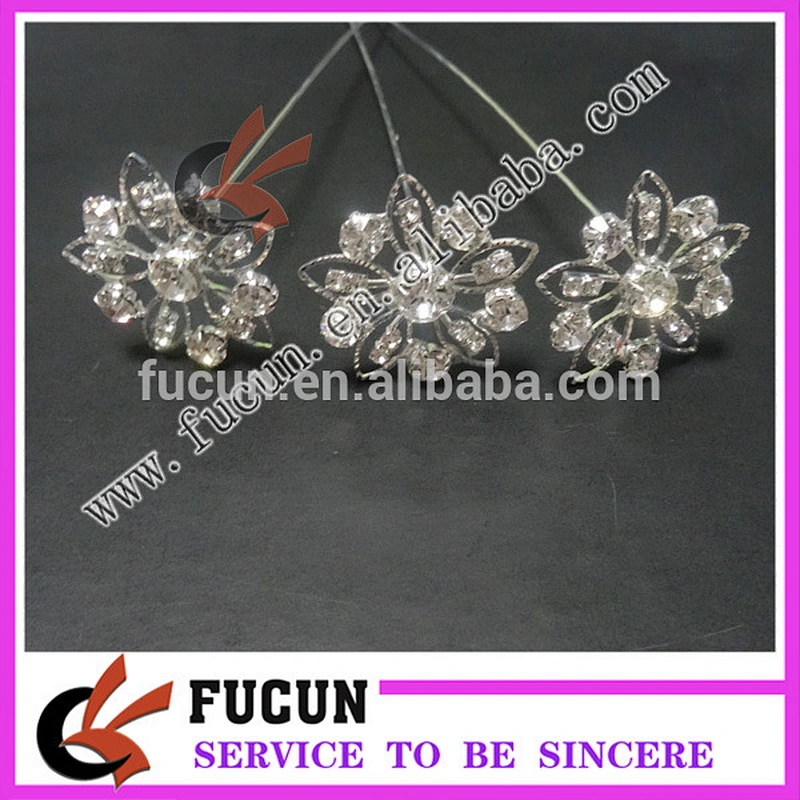 New design crystal metal artificial flowers bouquet for wedding decorations