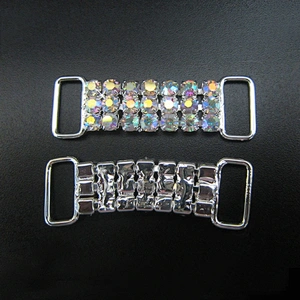 Cheap Bulk Rhinestone 3 Rows Silver Bikini Connector