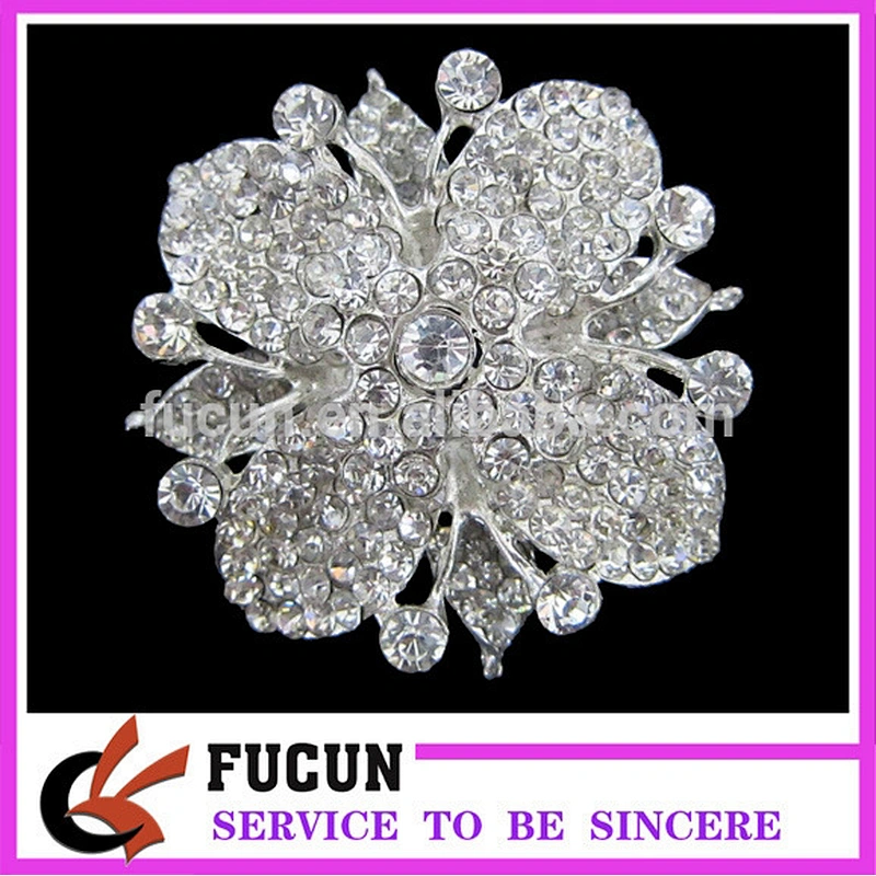 cheaper handmade brooch pin rhinestone artificial flower brooch for wedding invitations