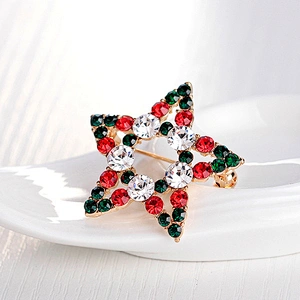 Hot selling blingbling colorful star shape brooch pin for Christmas Eve decoration