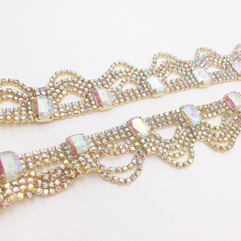 Crystal ab rhinestone banding trimming clear strass rhinestone chain trims for head band or dress