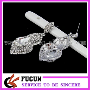 Stunning Silver Crysta Drop Bridal Earrings