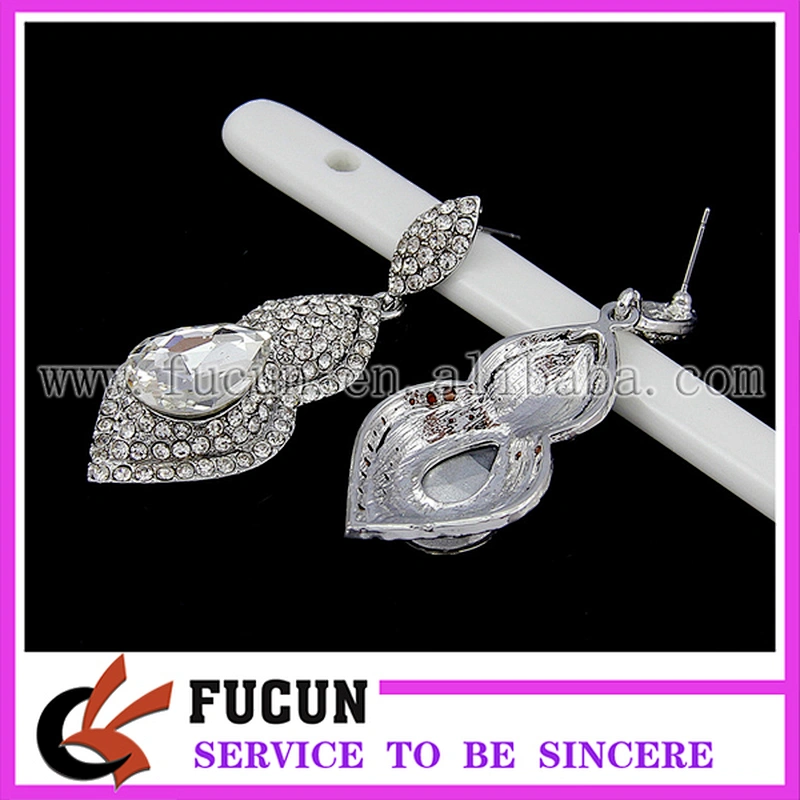 Stunning Silver Crysta Drop Bridal Earrings