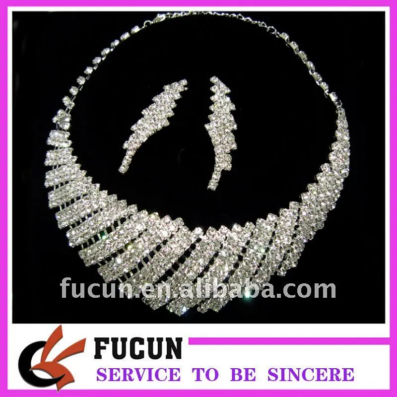 Hot sale wedding bridal necklace set, fashion jewelry diamond necklace and earring set