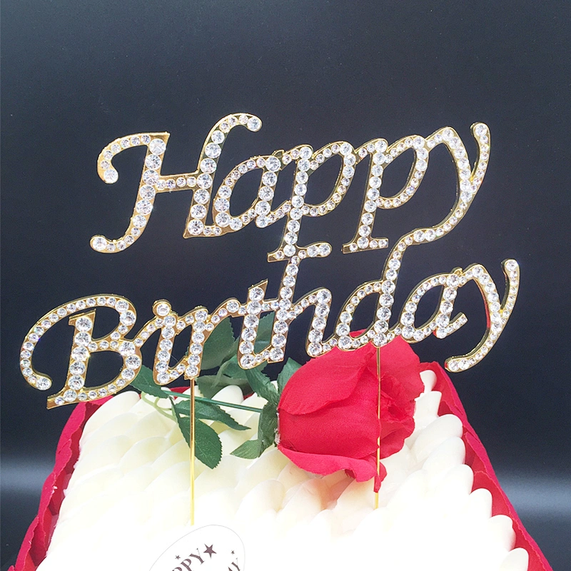20cm*12cm Large Gold Birthday Decorative Table Centerpiece Happy Birthday Cake Topper Design