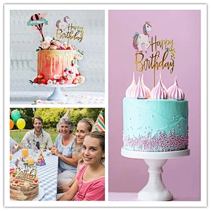 2018 New Arrival Happy Birthday Unicorn Acrylic Cake Topper