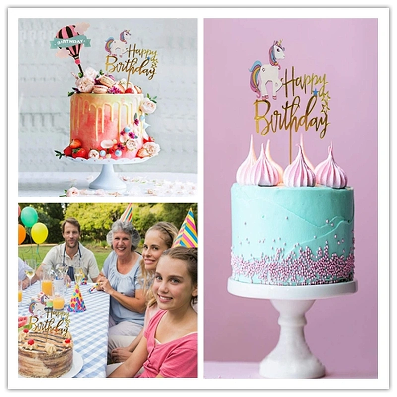 2018 New Arrival Happy Birthday Unicorn Acrylic Cake Topper