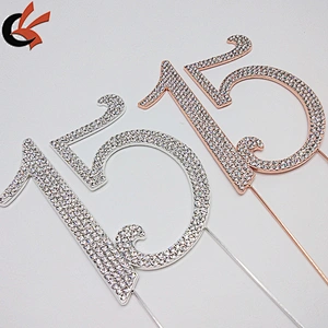 4.7inch Large Rhinestone Silver Crystal Quinceanera 15 Birthday Number Cake Topper