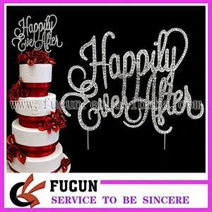 happy ever after Silver Crystal Rhinestone Cake Topper Bling Party Favor