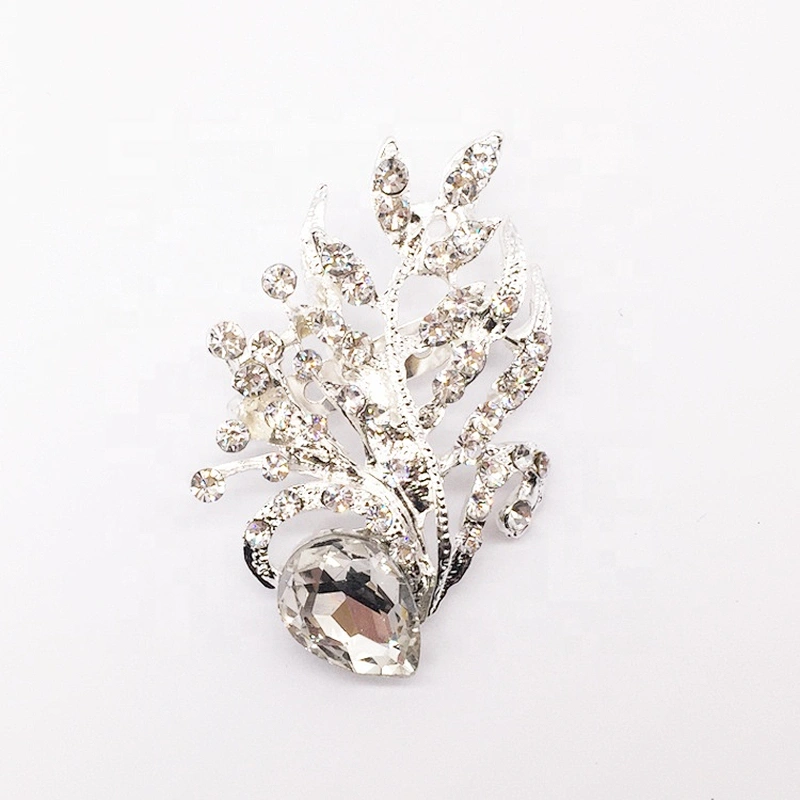 Customized fancy crystal rhinestone plant brooch for men suit