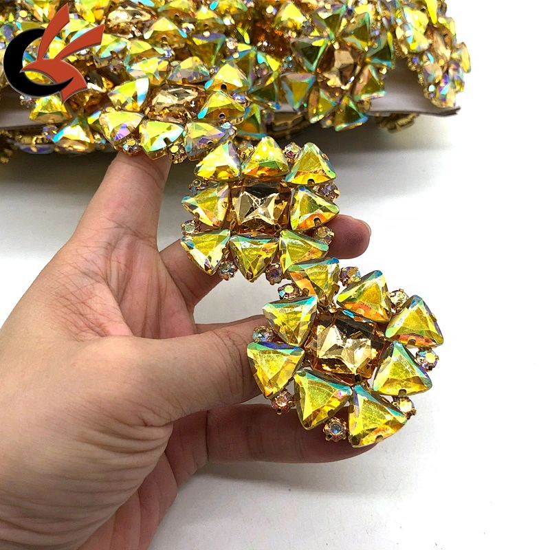 New large size Yellow AB gold rhinestone trimming for carnival decoration