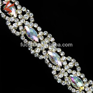 wholesale AB acrylic clear rhinestone cup chain strass chain