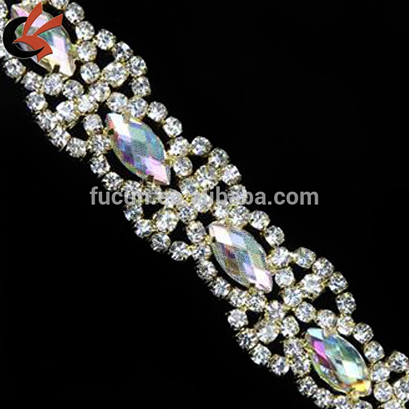 wholesale AB acrylic clear rhinestone cup chain strass chain