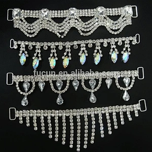 china Custom Long Metal crystal rhinestone bikini connectors