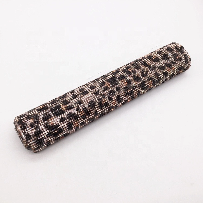 New arrive products hot fix sexy leopard print sheet rhinestone motif mesh for handbag and shoe