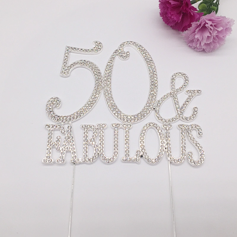 wedding birthday party favor rhinestone anniversary decoration monogram cake topper