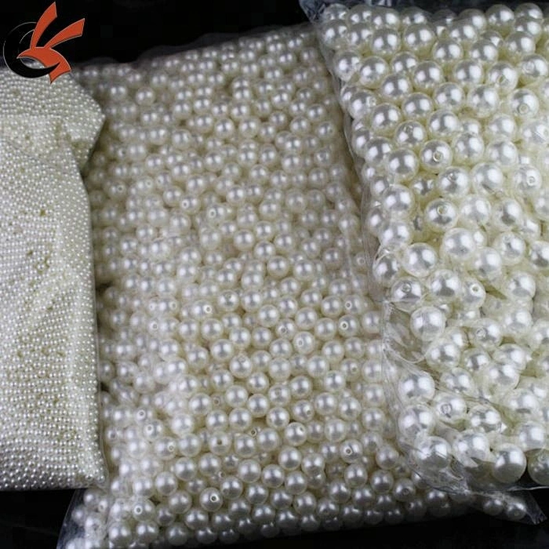 wholesale ivory faux pearl plastic pearl beads with hole or without hole