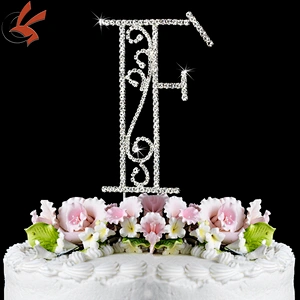 letter H rhinestone monogram wedding cake topper
