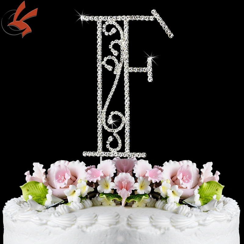 letter H rhinestone monogram wedding cake topper