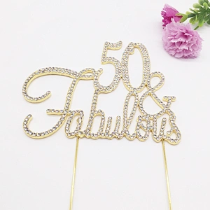 Gold 50&Fabulous Happy Birthday Cake Topper for Party Cake Decoration