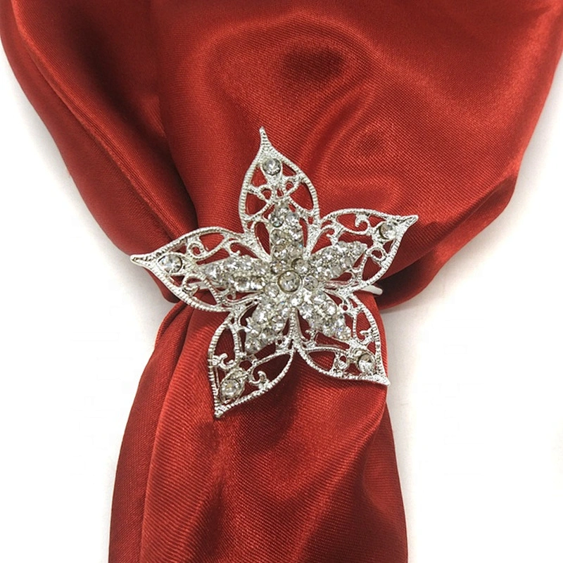 cheap rhinestone flower brooch napkin ring