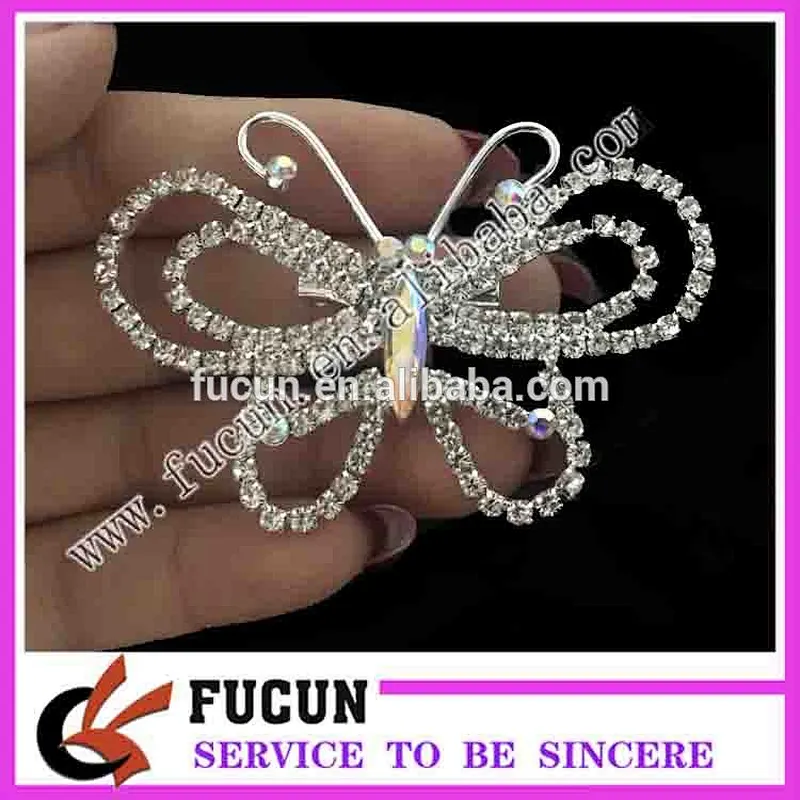 fashion jewelry metal alloyed butterfly style rhinestone crystal brooch