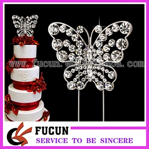 Spring Summer Crystal Rhinestone Butterfly Wedding Anniversary Cake Topper