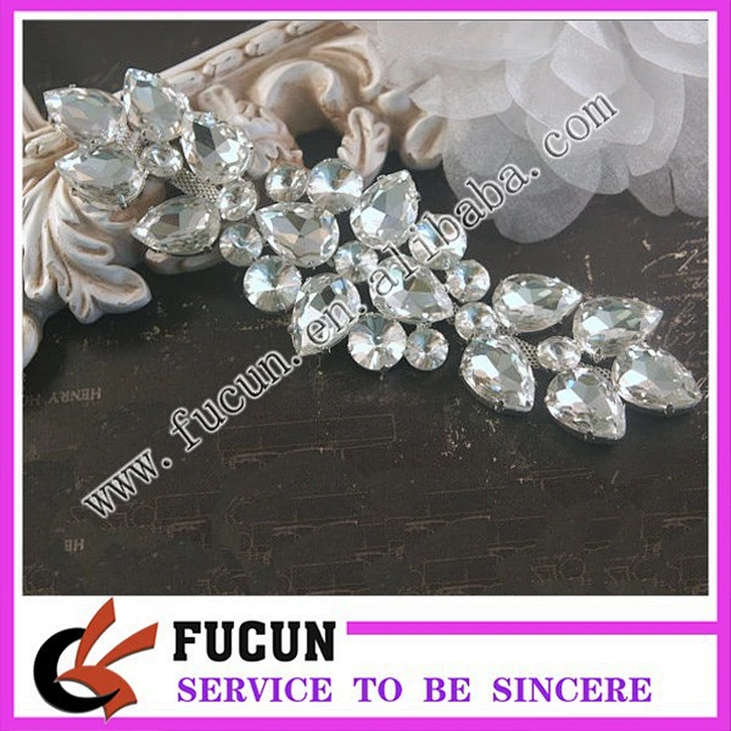 Clear Rhinestone Crystal Craft Dress Wedding Sash Applique Motif Bridal DIY