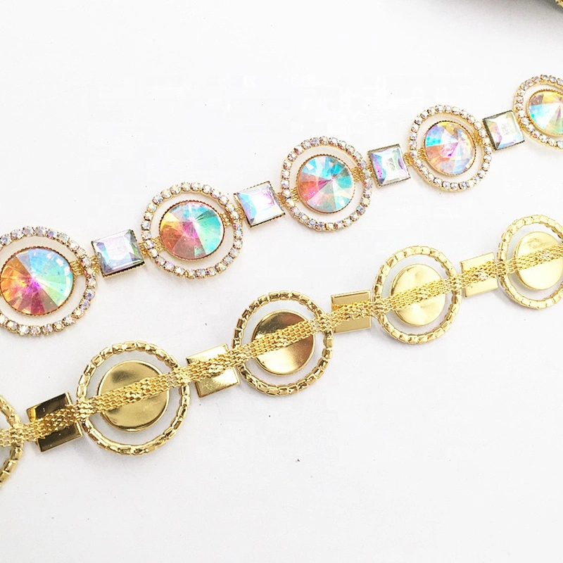 Rhinestone Trim Round AB Stone Banding Trimmings For Carnival Dress