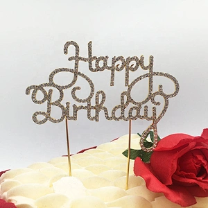 Custom Birthday cake Topper Crystal Rhinestone Cake Pick Cake Toppers For Wedding Birthday Party Decoration