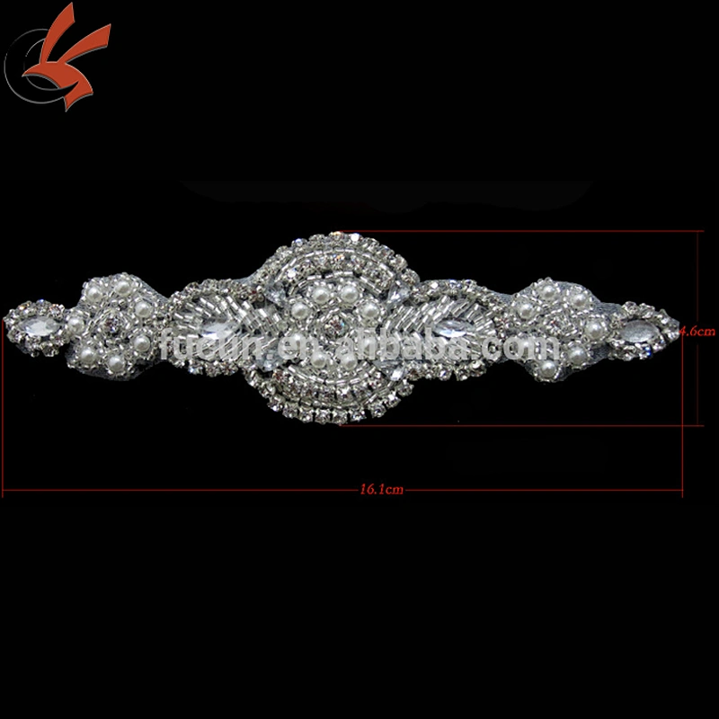 high quality iron on rhinestone appliques for wedding garment accessories