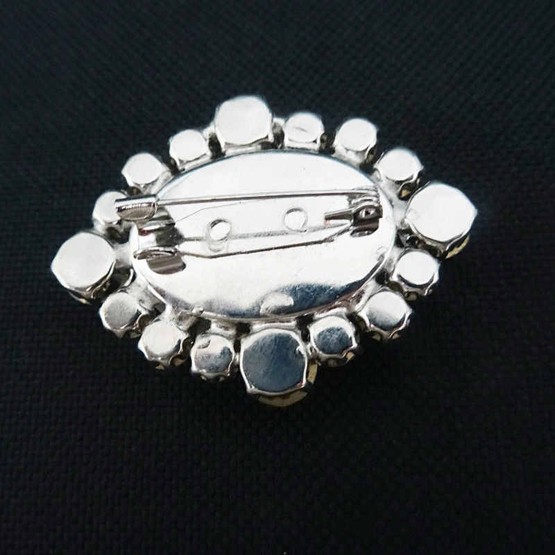 Fancy oval jewelry fake rhinestone alloy metal brooch pins