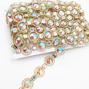 Rhinestone Trim Round AB Stone Banding Trimmings For Carnival Dress