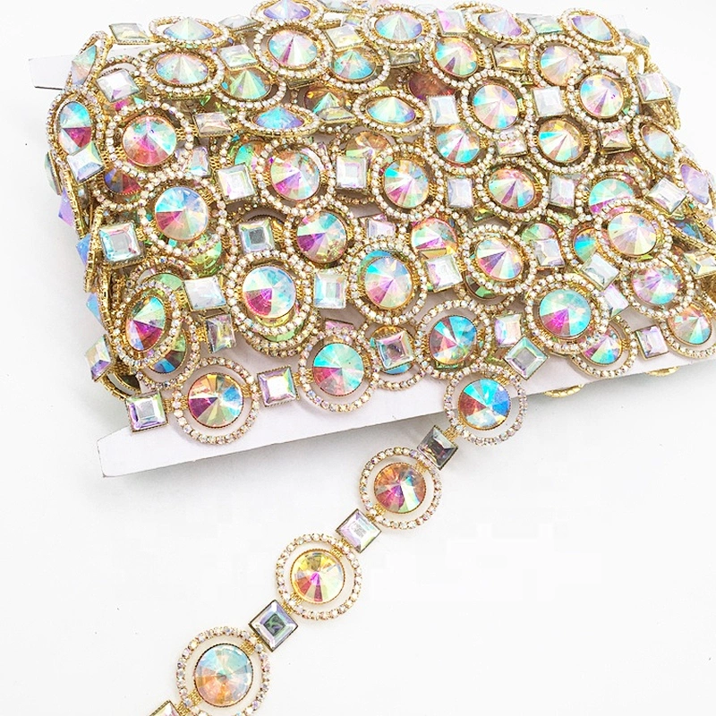 Rhinestone Trim Round AB Stone Banding Trimmings For Carnival Dress