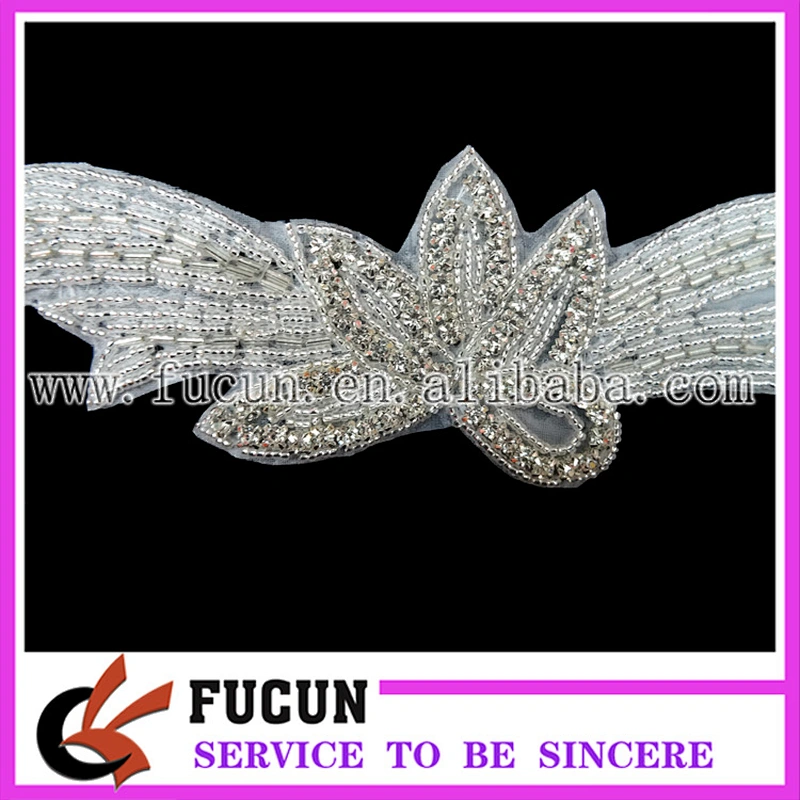 Fashion Wedding Rhinestones Applique Trimming/Bridal Sash Embroidery Designs