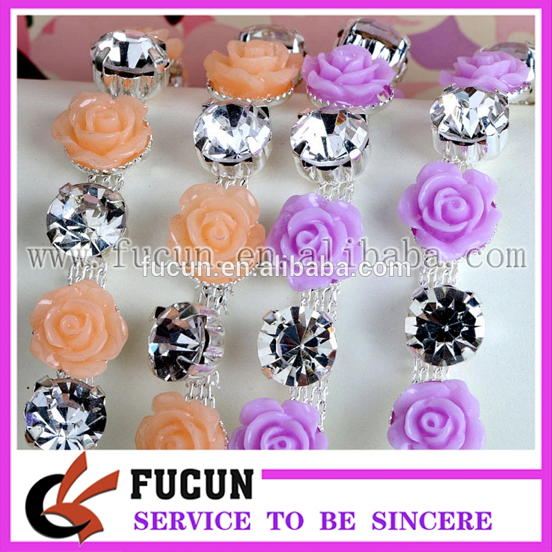 New Sewing Resin Flower Crystals Rhinestones Trim Ribbon