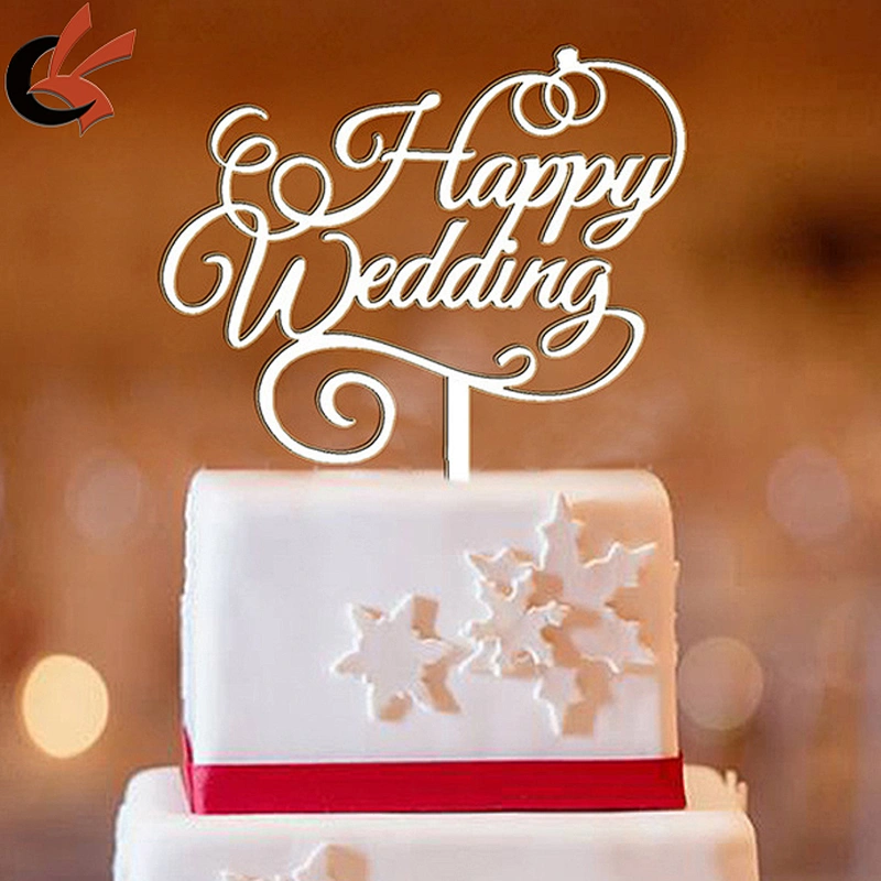 China wholesale Happy Wedding Acrylic Cake Topper