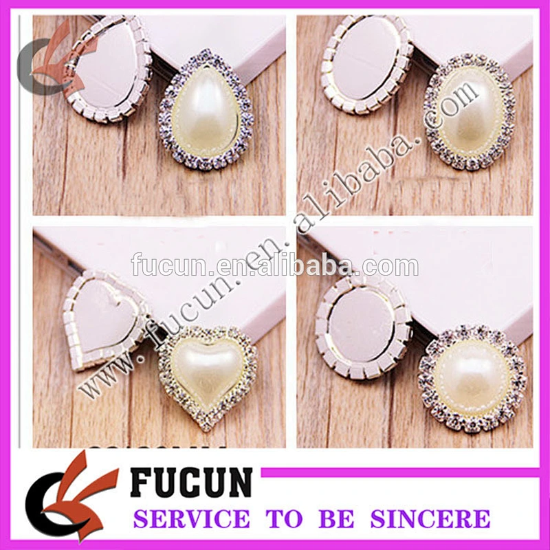 NEW 22*20mm pearl rhinestone buttons for flower center embellishment or hair bow craft DIY