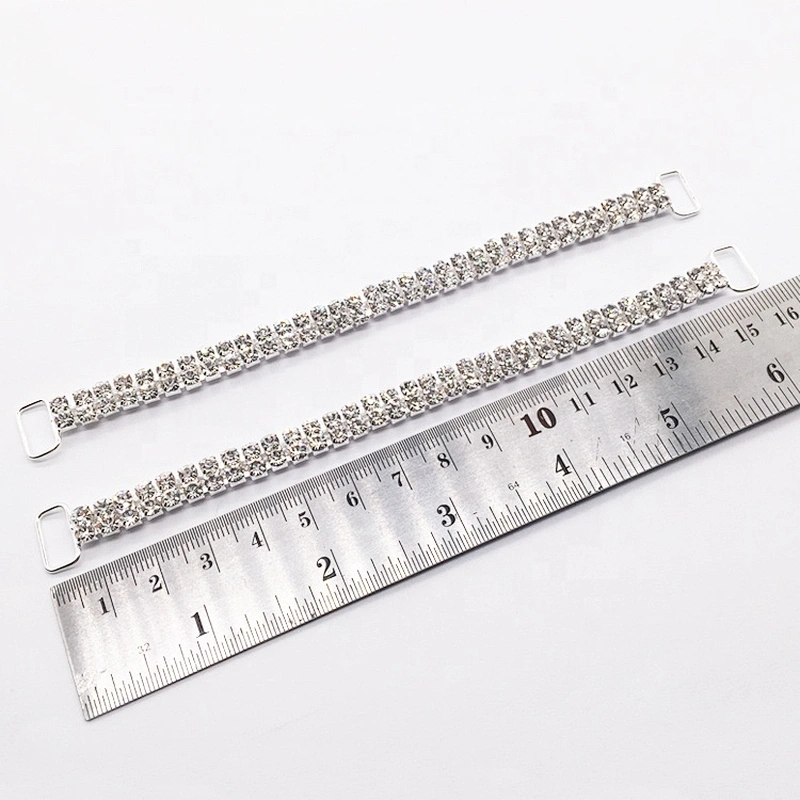 diamante 2 rows design rhinestone crystal clear bikini connector for swimsuit