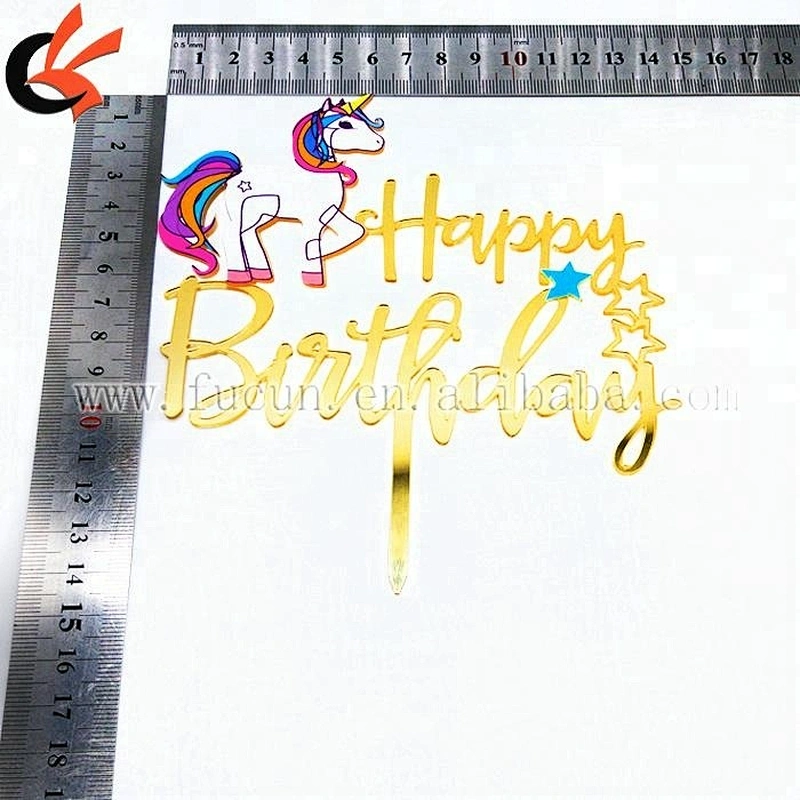2018 New Arrival Happy Birthday Unicorn Acrylic Cake Topper