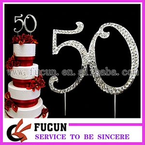 plating silver rhinestone number 60 wedding anniversary cake toppers