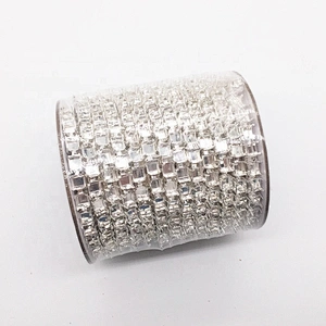 China factory wholesale SS28 6mm DIY rhinestone crystal empty cup chain roll silver strass empty cup chain