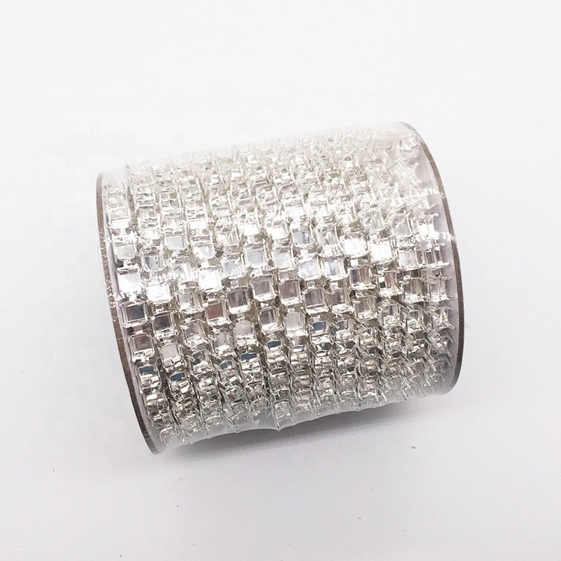 China factory wholesale SS28 6mm DIY rhinestone crystal empty cup chain roll silver strass empty cup chain