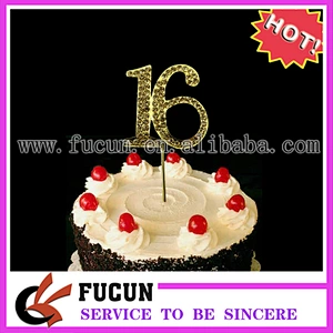 No.15 Gold Rhinestone NUMBER CAKE TOPPER for Birthday, Anniversary, Quinceanera, Sweet Sixteen, and Special Event