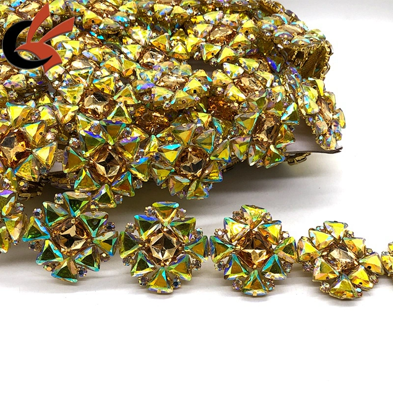New large size Yellow AB gold rhinestone trimming for carnival decoration