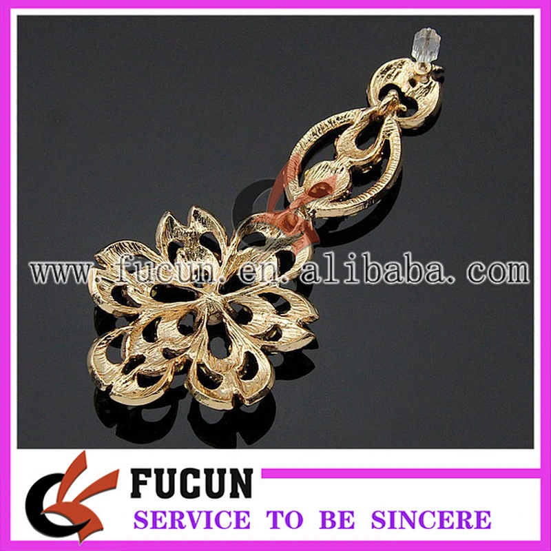 fashion flower design gold dubai plated earring jewelry for wedding