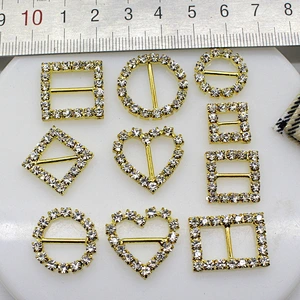 wholesale various shape gold plating crystal rhinestone buckles for wedding