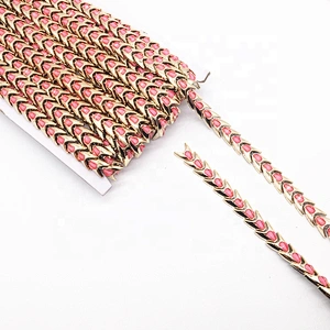 Customs Handmade Garment Gold Flexible Plastic Base Trimming Pink Gem Rhinestone Trims
